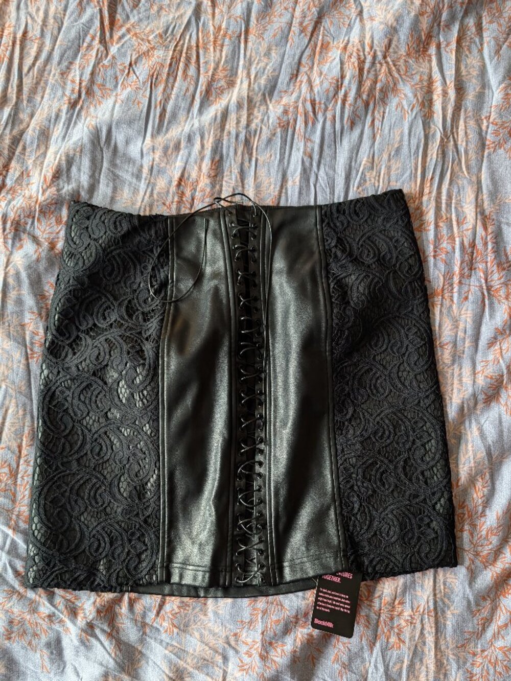 Black Milk pleather and lace pencil skirt